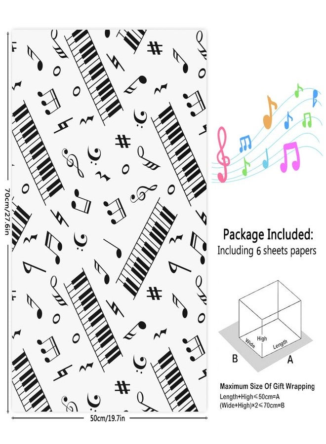 Unigift 6 Sheet Music Notes Gift Wrapping Paper, Music Design Musical Note Birthday Wrapping Paper Gift Packing Paper Folded Flat for Gift Wrap Kids Music Lovers Birthday Party Gift Wrap,20x28 inch - Image 2